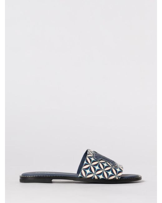Max Mara White Dovere Printed Cotton Canvas Sliders