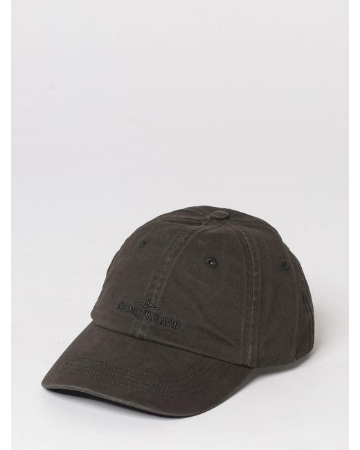 Stone Island Gray Cotton Twill Hat for men