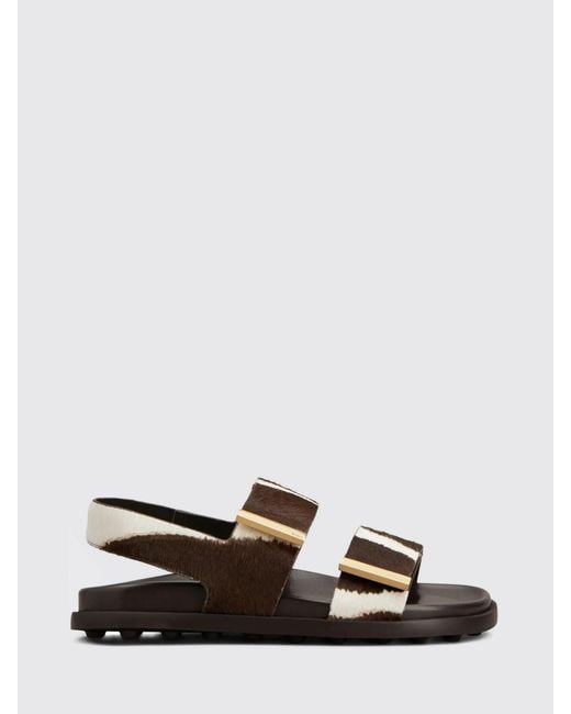 Tod's White Cow Print Pony Skin Sandals