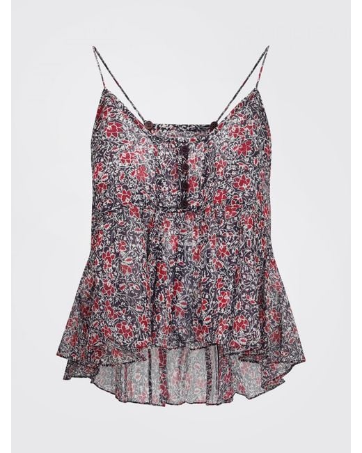 Isabel Marant Purple Cotton Lirhetta Top With Floral Print