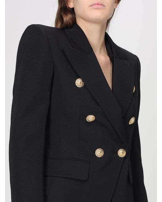Balmain Black Double-Breasted Wool Blazer
