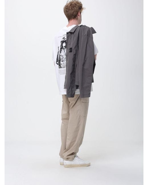 Stone Island Natural Cotton Twill Cargo Trousers for men