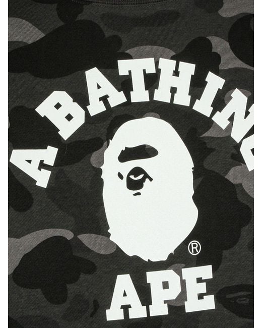 A Bathing Ape Black Slim Fit Camouflage Print Cotton Jumper With Logo for men
