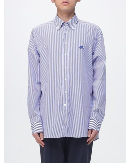 Etro Purple Striped Cotton Shirt Fendi for men