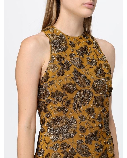 Saint Laurent Yellow Floral Print Crêpe Mini Sheath Dress With Halter Neck