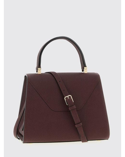 Valextra Purple Iside Mini Grained Leather Bag