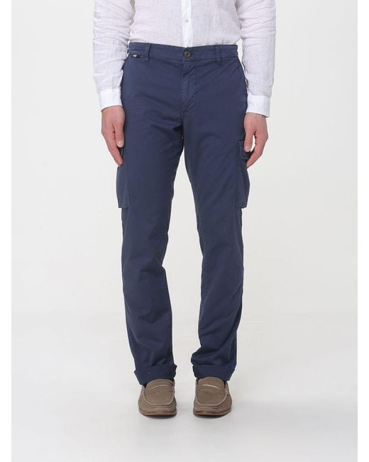 Mason's Blue Stretch Cotton Cargo Trousers for men