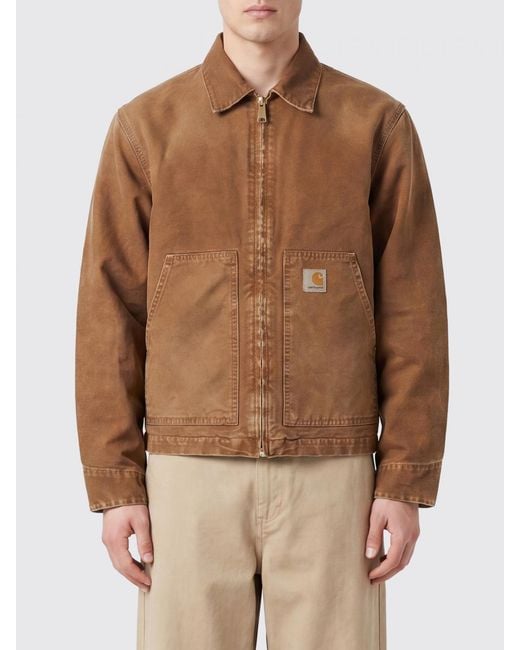 Carhartt Brown Og Arcan Cotton Shirt Jacket With Zip And Patch Pockets for men