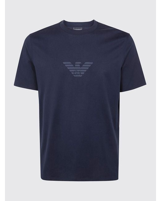 Emporio Armani Blue Basic Cotton T-Shirt With Eagle for men