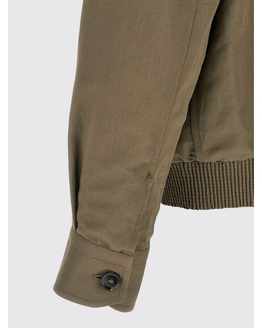 Brioni Green Cotton Blend Bomber Shirt for men