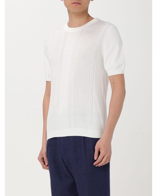 T-shirt in cotone a costine di Brunello Cucinelli in White da Uomo