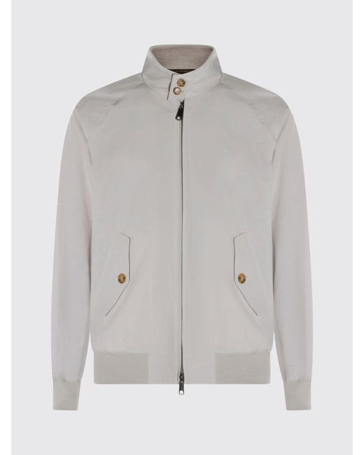 Baracuta Gray Cotton Blend Bomber Jacket With High Collar And Zip Closure for men