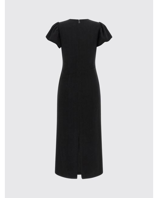 ROTATE BIRGER CHRISTENSEN Black Short-Sleeved Crêpe Midi Sheath Dress With Back Slit