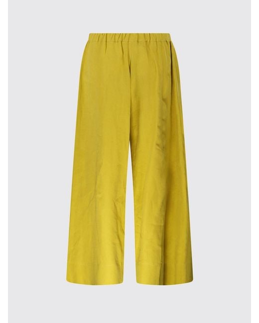 Max Mara Yellow Wide Linen Trousers
