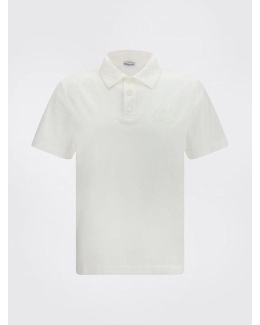 Burberry White Ekd Logo Cotton Polo Shirt for men