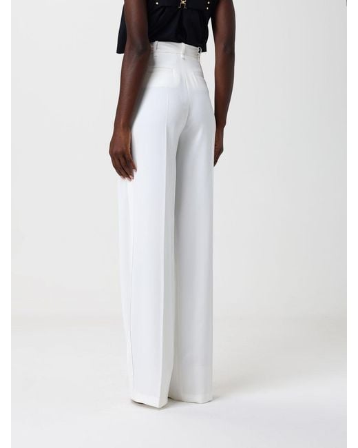 Elisabetta Franchi White Crêpe Classic Trousers