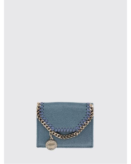Stella McCartney Blue Falabella Crackled Synthetic Suede Wallet
