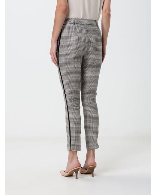 Hanita Gray Prince Of Wales Cropped Slim Fit Jersey Trousers