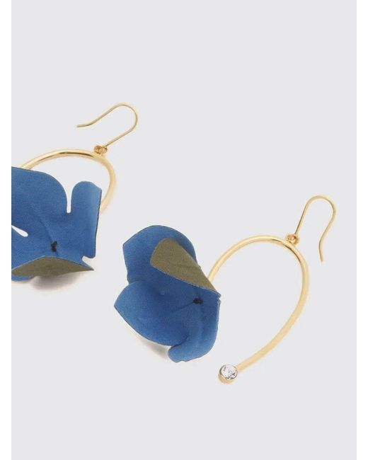 Marni Blue Brass Earrings With Flowers