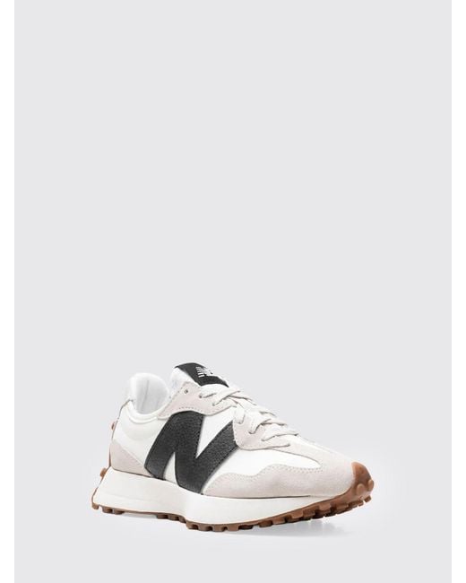 New Balance White 327 Mesh And Suede Sneakers