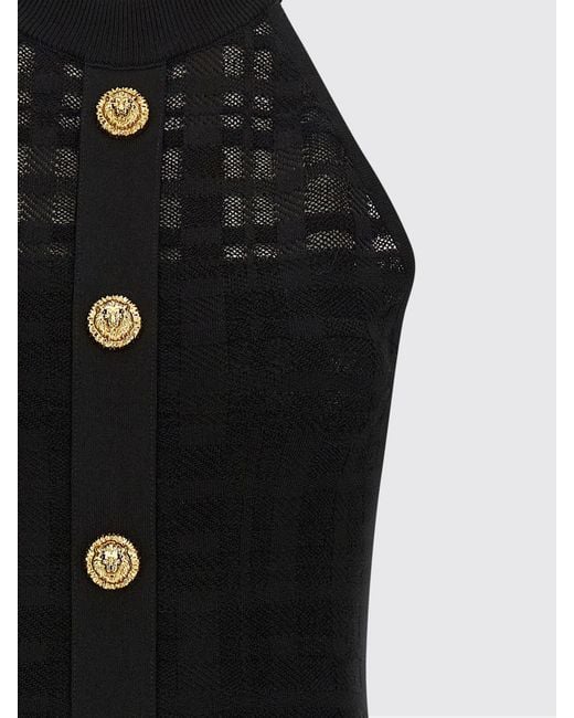 Balmain Black Viscose Blend Dress With Buttons