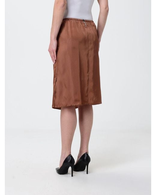 MM6 by Maison Margiela Brown Cupro Pencil Mini Skirt With Elasticated Waist