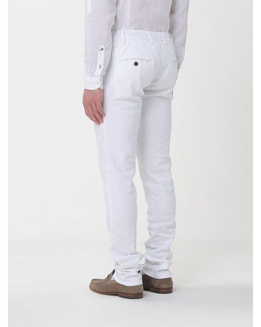Mason's White Linen And Cotton Blend Drawstring Trousers for men