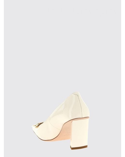 Roger Vivier Natural Belle Vivier Patent Leather Pumps With Mid-Heel
