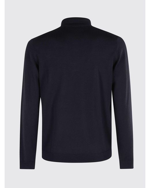Roberto Collina Blue 3-Button Merino Wool Knit Polo Shirt for men
