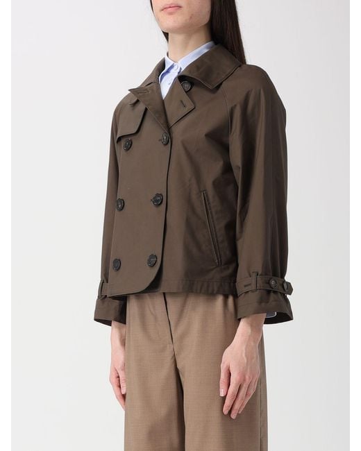 Max Mara Brown Double Breasted Cotton Blend Trench Coat