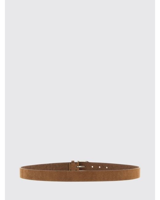 Brunello Cucinelli White Suede Leather Belt for men