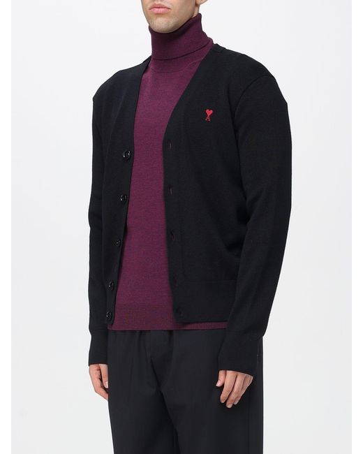 AMI Merinowoll-Cardigan Mit Gesticktem Logo in Blue für Herren