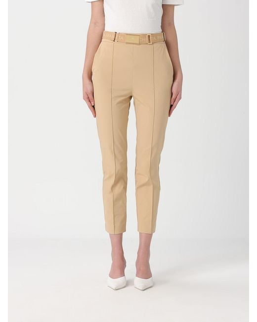 Elisabetta Franchi Natural Cropped Crêpe Trousers
