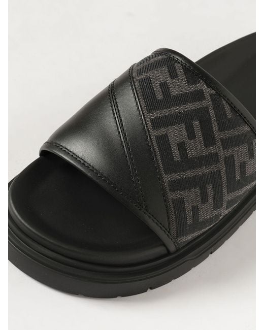 Fendi White Diagonal Slides for men