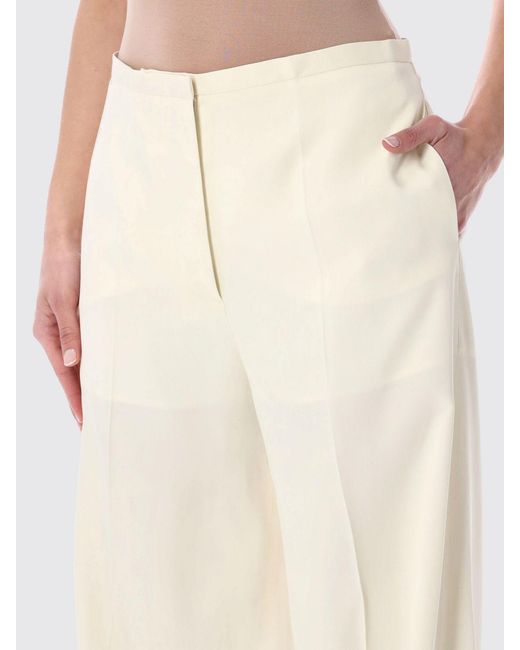 Alberta Ferretti White Crêpe Palazzo Trousers