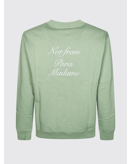 Drole de Monsieur Green Cotton Crew Neck Sweatshirt With Slogan for men