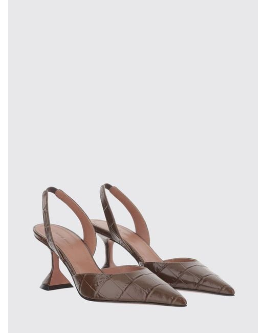 AMINA MUADDI Pink Holli Croc-Print Leather Slingback Pumps