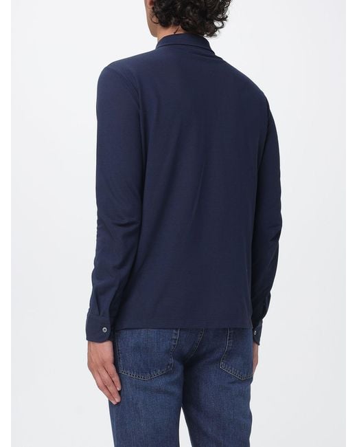 Zanone Blue Knit Polo Shirt for men