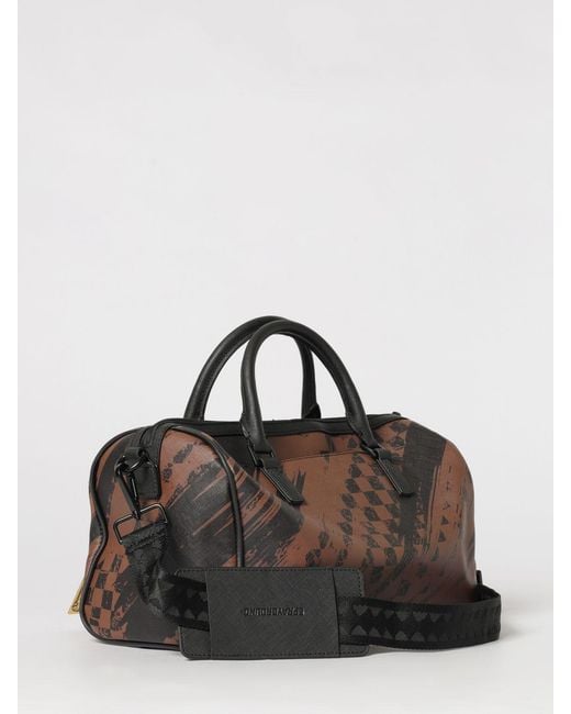 Sprayground Brown Saffiano Coated Cotton Duffle Bag With Logo for men