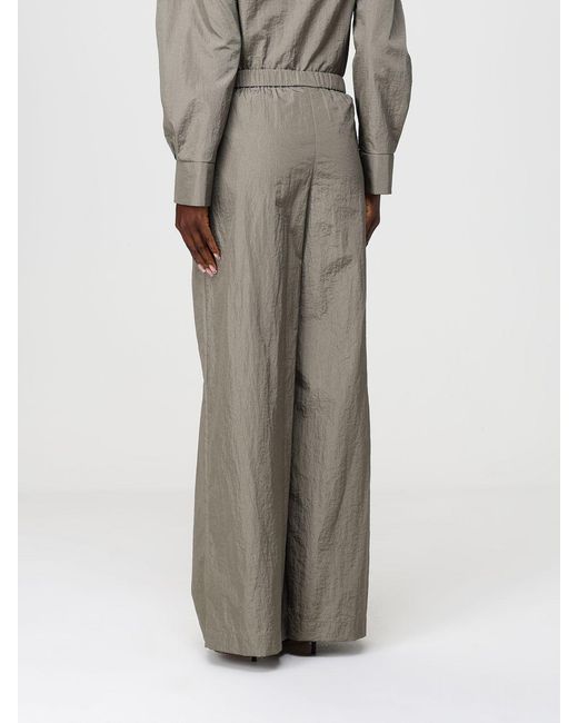 Max Mara Gray Crinkled Taffeta Trousers