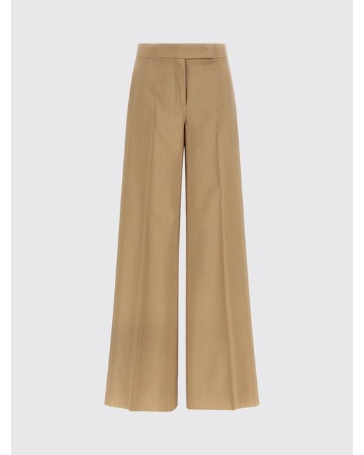 Max Mara Natural Wide-Leg Virgin Wool And Silk Trousers