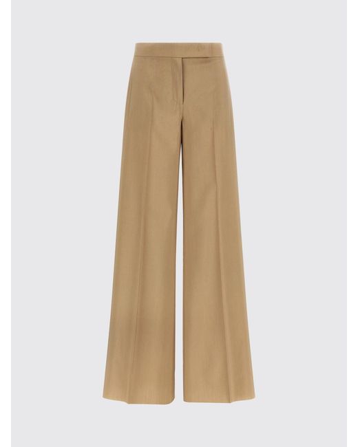 Max Mara Natural Wide-Leg Virgin Wool And Silk Trousers