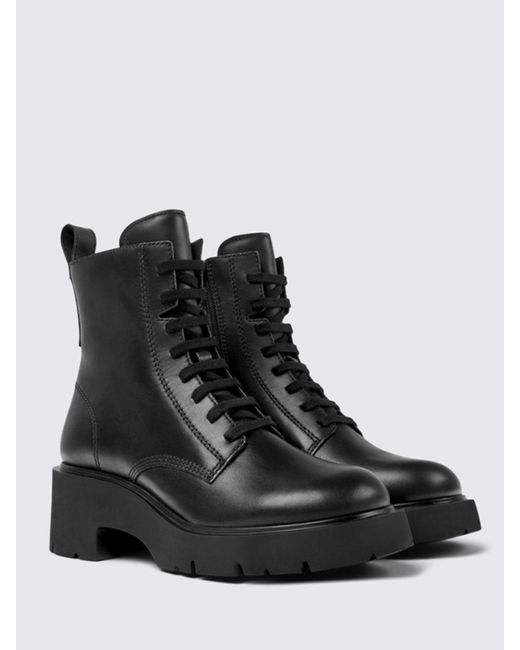 Camper Black Flat Ankle Boots