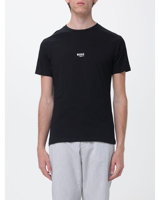Boss Black Cotton T-Shirt With Mini Logo for men