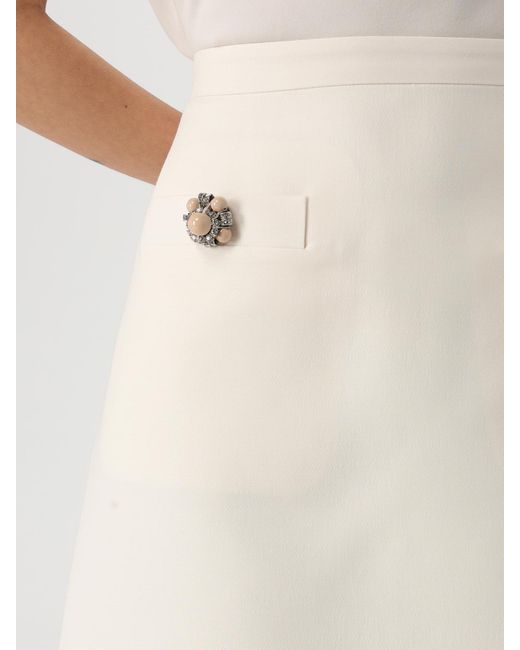 Valentino Natural Basic Virgin Wool And Silk Skirt