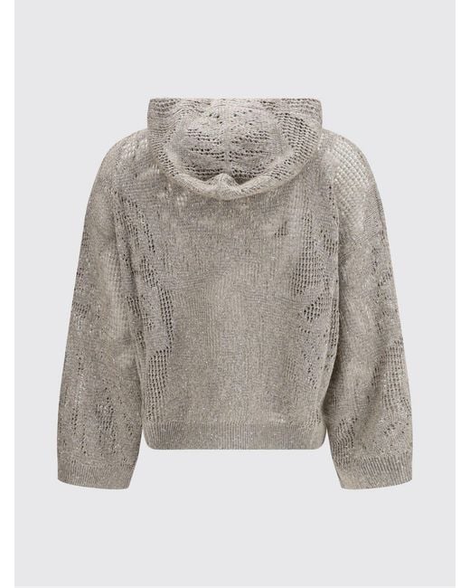 Brunello Cucinelli Gray Linen And Cotton Knit Sweatshirt