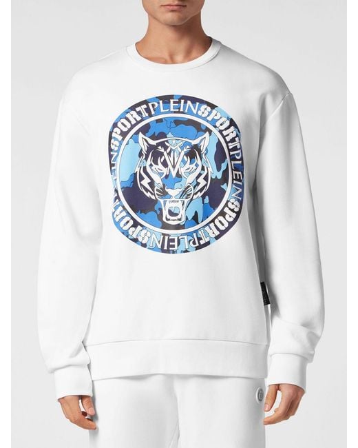 Philipp Plein Gray Dropped Shoulder Printed Logo Cotton Sweatshirt for men