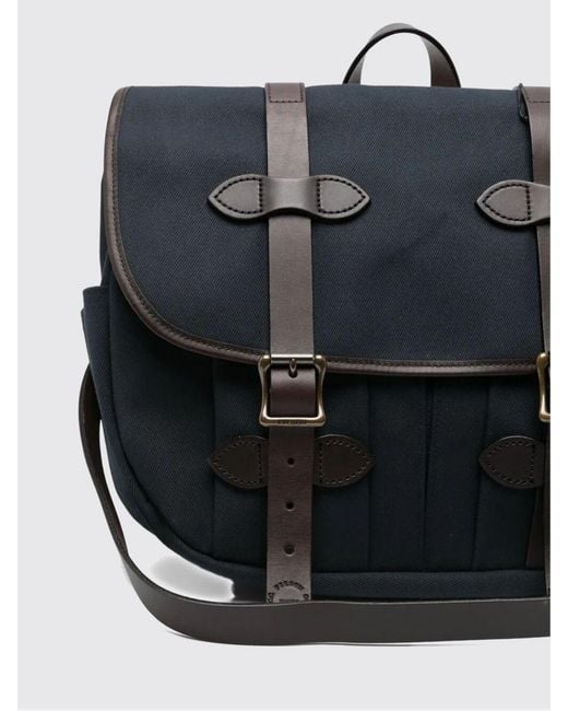 Filson Black Rugged Twill Cotton And Leather Crossbody Bag With Flap Closure for men