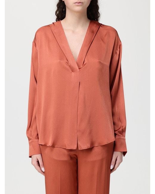 Semicouture Orange Dattero Silk Blend Blouse