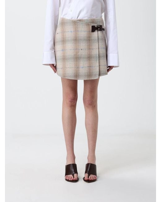 Loewe White Check Wool And Cashmere Mini Skirt